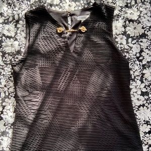 NWT Calvin Klein Textured Sleeveless Blouse w/ Gold Accents